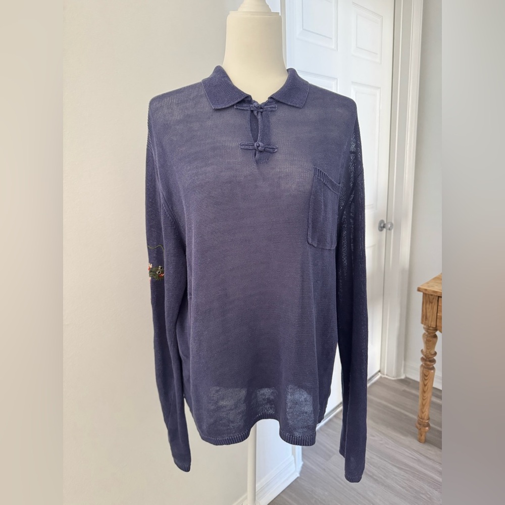 Polo Ralph Lauren Men's 💯 % linen V-Neck Sweater w/ embroidery - Picture 11 of 12